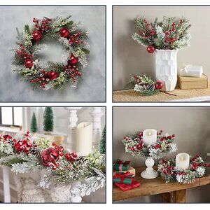 Valerie Parr Hill Jingle Bell Berry &Pine Wreath, Picks, Candle Rings or Garland